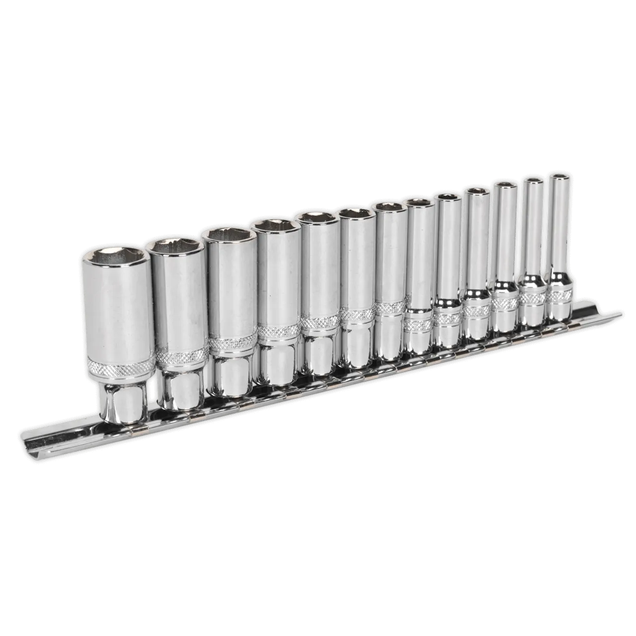 Sealey AK2747 Socket Set 13pc 1/4"Sq Drive Deep Lock-On 6pt Metric